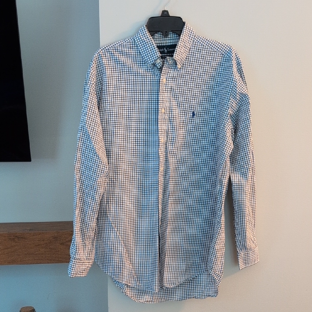 Blue Checkered Men's Ralph Lauren Button Down Shirt